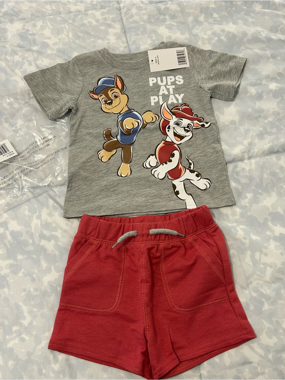 Nickelodeon Gray Paw Patrol Tee with Red Shorts